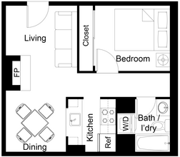 1x1 Small 409 floor plan
